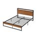 Queen Size Metal Platform Bed Frame with Sockets, USB Ports