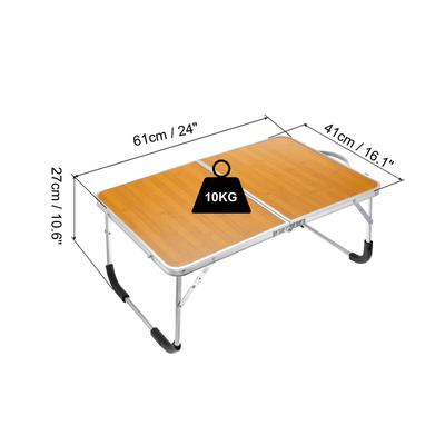 Foldable Laptop Table, Portable Picnic Bed Tables Reading Desks, Brown