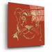 Red Barrel Studio® "Gilded Lioness On Red Pillow" By Chris Paschke, Acrylic Glass Wall Art Plastic/Acrylic | 12 H x 12 W x 0.13 D in | Wayfair