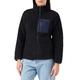 Amazon Essentials Damen Lange Sherpa-Jacke Mit Stehkragen, Durchgehendem Reißverschluss Und Gewebtem Saum (Erhältlich In Übergröße), Schwarz/Marineblau, 3XL Große Größen