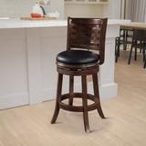 24 Inch Counter Stool, Solid Wood, Bonded Leather - 19.5 L x 18 W x 37.5 H; in inches