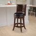24 Inch Counter Stool, Solid Wood, Bonded Leather, Espresso, Black - 19.5 L x 18 W x 37.5 H; in inches