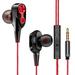 3.5mm Music Earphones Deep Bass In-ear Sports Wired Headset with Mic (Red)