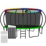 CITYLE Trampoline 16FT for Kids with Enclosure Net 16FT Trampolines with Basketball Hoop and Star Lights 1500LBS Outdoor Trampoline for Adults Easy Assembly & Last Long