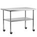 Zzistar Stainless Steel Work Table with Undershelf 2 Tier Working Table with Castor Wheels