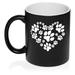 Heart Paw Prints Ceramic Coffee Mug Tea Cup Gift for Her Sister Wife Best Friend Birthday Cute Graduation Pet Parent Animal Lover Dog Print Cat Print National Pet Day (11oz Matte Black)