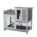 Pefilos 38 Wood Rabbit Hutch Rabbit Cage Bunny Hutch Large Bunny Cage Indoor Outdoor Two Story Guinea Pig Hamster Hutch Rabbit House Pet with No Leak Trays - 4 Casters Include Hen House Gray