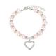 Pet Necklace Crystal Heart Pandant Pet Cat Dog Necklace Bling Pearls Jewelry Size S (Pink)
