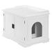 EasingRoom Double-Door Wooden Cat Litter Box Enclosure Cabinet Indoor Hidden Pet Crate Cat House Bench Furniture White