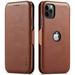 MOHEYO Slim Flip Cover Wallet Logo View Card Holder Case for iPhone 12 | 12 Pro - Chocolate Brown