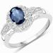 0.98 Carat Genuine Blue Sapphire and White Topaz .925 Sterling Silver Ring