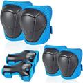 Tutuviw Kids Protective Gear Set Knee Pads Elbow Pads Wrist Guards 3 in 1 Safety Pads Set for Kids 3-8 Years Old- 6 Pcs Bike Protective Gear Kids Scooter Cycling Skating(Blue)