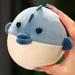 Funny Doll Kids Toy Animal Doll Children Gift Stuffed Animal Doll Stuffed Toy Puffer Fish Plush Doll Decompression Doll Squeezes Doll Puffer Fish Plush Toy BLUE