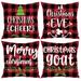 Red Christmas Pillow Covers 18x18 Set of 4 Farmhouse Christmas Decorations Snowman Wreath Santa Claus Tree Merry Christmas Holly Jolly Winter Holiday Decor Throw Cushion Case for Home Couch