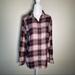 American Eagle Outfitters Tops | Flannel Plaid Grunge Button Down Long Sleeve Shirt Aeo Size: Small/ Petitite | Color: Cream/Purple | Size: Sp
