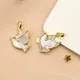 Boucles d'oreilles pendantes plaquées or pour femmes coquillage blanc naturel colombe de la paix