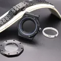 Pièces de bracelet de montre noires boîtiers de montre cadran de bracelet verre saphir avec