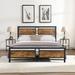 Metal Platform Bed Frame with Wood Headboard and Footboard