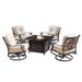 Canora Grey Outdoor Aluminum 42 In. Square Fire Table Set w/ Four Deep Seating Swivel Rocking Chairs, Fire Beads, Lid | 28.3 D in | Wayfair