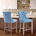 Rosdorf Park Ghabriel 27" Bar Stool Wood/Velvet in Blue | 41.3 H x 19.7 W x 24 D in | Wayfair 8FD21BC06F8742189D9F3A6BC3945EB1