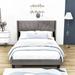 Mercer41 Jausma Queen Size Platform Bed w/ Headboard Wood & /Upholstered/Velvet in Gray | 46 H x 66 W x 84 D in | Wayfair