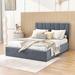 Latitude Run® Platform Bed w/ 4 Drawers & Adjustable Headboard Upholstered/Velvet in Gray | 44 H x 64 W x 83 D in | Wayfair