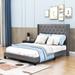 Red Barrel Studio® Queen Size Platform Bed w/ Headboard, Box Spring Needed Wood & /Upholstered/Linen in Gray | 51 H x 65 W x 84 D in | Wayfair