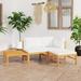 ikayaa 4 Piece Patio Set with Cream Cushions Solid Teak Wood