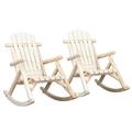 Ktaxon 2 PCs Outdoor Log Wood Rocking Chair Adirondack Seat for Garden Patio Wood Rocker Natural Color