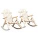 Ktaxon 2 PCs Outdoor Log Wood Rocking Chair Adirondack Seat for Garden Patio Wood Rocker Natural Color