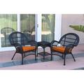 W00211-2-CES016 3 Piece Santa Maria Black Wicker Chair Set Orange Cushion