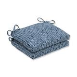 Pillow Perfect Outdoor/ Indoor Herringbone Ink Blue Squared Corners Seat Cushion (Set of 2) 20x20x3