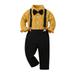 TAIAOJING Baby Boys Clothes Dress Shirt with Bowtie + Suspender Pants Toddler Long Sleeve T Shirt Tops Pants Child Kids Gentleman Outfits Fall Outfits 5-6 Years