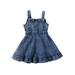 oddler Girls Summer Denim Dress Fashion Sleeveless Button Down Ruffle Tank Dress Girls Casual Dresses