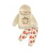 Gureui 2Pcs Halloween Newborn Infant Toddler Baby Girls Outfit Casual Long Sleeve Letter Hooded Hoodie Tops + Pumpkin Printing Long Pants Set