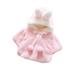 xingqing 0-4 Years Toddler Baby Girl Faux Fur Coat Pearl Button Bow Cute Bunny Ear Hooded Outwear Thick and Warm Jacket Pink Newborn