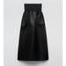 Zara Dresses | Beautiful Zara Satin Look Midi Dress With Tags. Knit Top With Side Pockets. | Color: Black | Size: S