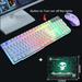 Christmas Gift! Feltree Keyboard Clearance T6 Rainbow Backlight Usb Ergonomic Gaming Keyboard and Mouse Set for PC Laptop White