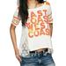 Free People Tops | Free People East Coast West Coast Graphic Tee Crochet Lace Panel Trapeze Large | Color: Cream/Orange | Size: L