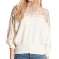 Free People Sweaters | Free People Love Lace Sweater Ivory/Pink Sz Med | Color: Cream/Pink | Size: M
