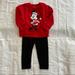 Disney Matching Sets | Disney Minnie Mouse Christmas Top And Pants Size 2t | Color: Black/Red | Size: 2tg