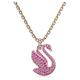 Swarovski Iconic Swan Anhänger, Rosé Vergoldete Damenhalskette mit Kleinem Rosa Schwan-Anhänger und Strahlenden Swarovski Kristallen