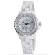 Women's Watches Swarovski Crystal Analog Quartz Waterproof White Ceramic Watch for Ladies Bracelet Watch (White)