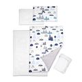 5 Piece Baby Bedding Duvet Pillow with Covers & Jersey Sheet fits 160x70cm Junior Bed (Cars)