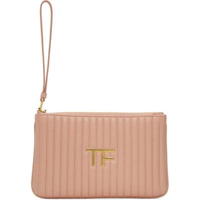 Pink Quilted Leather 'tf' Pouch | SheFinds