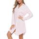 Doaraha Nachthemd Damen mit Knöpfen Langarm Schlafshirt Sexy Knopfleiste Boyfriend Sleepshirt mit Kragen (Weiß mit Herzen, XL)