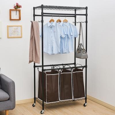 Heavy-Duty Clothes Rack Rolling Laundry Sorter Cart