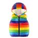 Floleo Girls Kids Outfits Toddler Kids Baby Grils Boys Sleeveless Strip Rainbow Hooded Warm Waistcoat Tops