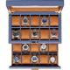 ROTHWELL 20 Slot Leather Watch box - Luxury Watch Case Display Jewelry Organizer, Locking Watch Display Case Holder with Large Real Glass Top - Watch Box Organizer for Men and Women (Blue/Tan)