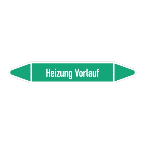 Aufkleber I RKZ-Etikett Heizung Vorlauf,DIN 2403,grün/weiß,für Ø 60-90mm,310x52mm,3/Bogen Image